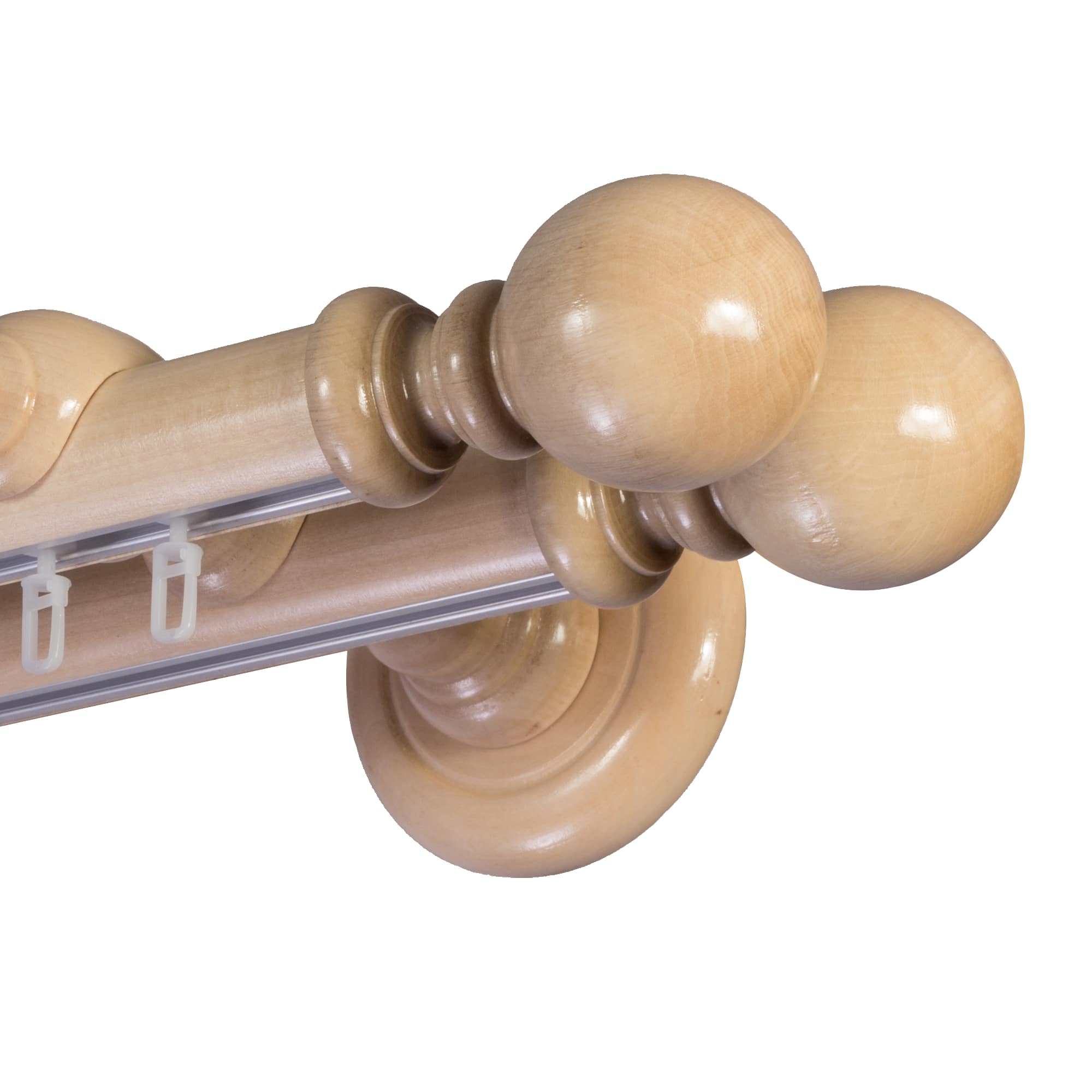 Galerie lemn perdea  Globo Double 35mm cu aluminiu Natur